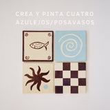 CREA Y PINTA 4 AZULEJOS O POSAVASOS 35€ (reserva 15€)